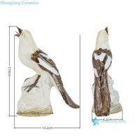 Ornement d'oiseau en céramique fait main RZSM03-A, style Art Déco, avec glaçure transformée au four, pour table