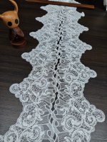 Dentelle blanche brodée à motif floral, bord festonné, 12 cm de large, en maille transparente, écologique, pour robe de mariée, couture, accessoires textiles de maison