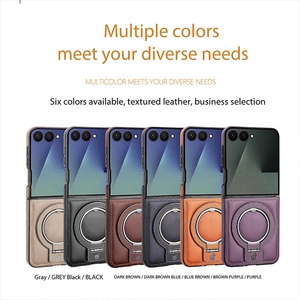 Étui de téléphone en cuir PU magnétique de luxe pour Samsung Z Flip 8 3 4 5 6 7 avec support en métal, charge sans fil, coque antichoc - Product Image 2