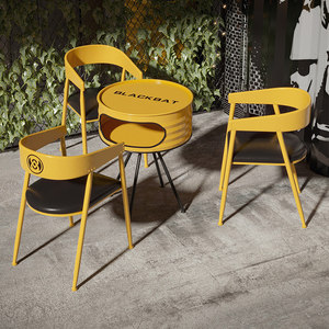 Combinaison table et chaises en fer de style industriel et nordique pour salle de billard, café, zone de réception, bar, utilisation en extérieur - Product Image 2