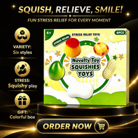 Lot de 6 jouets anti-stress souples en forme de raviolis, simulation alimentaire, boîte cadeau surprise