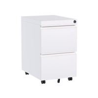 Meuble de Rangement Mobile en Métal pour Bureau, Armoire à 2 Tiroirs, Meuble de Rangement sur Pied en Acier US, Format A4, Verrouillage par Clé, Durable, pour Atelier et Bureau, Design Moderne