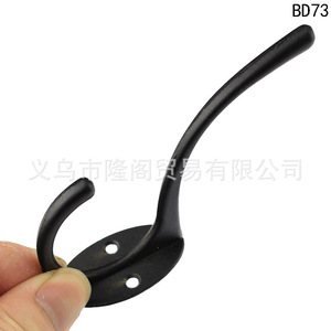 Zinc Alloy Wall Hook 95mm Black Coat Hook For Door Or Wall <b>Mounting</b> BD73 - Product Image 3