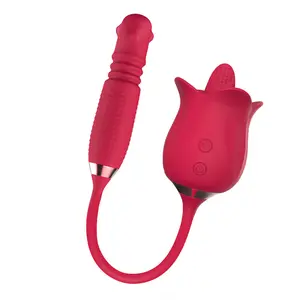 Vibration à 10 fréquences jouet sexuel rotatif et poussant gode vibrant langue léchant jouets sexuels Rose vibrateur pour femme