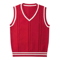 HANO Gilet sans manches en tricot torsadé col en V style preppy coréen, coupe ajustée, pour automne et hiver