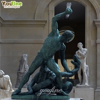 Reproducción de la Famosa Estatua Clásica Griega de Hércules con Serpiente, Escultura de Bronce a Precio de Mayoreo