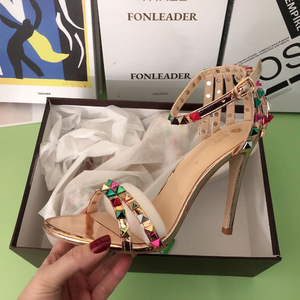 Colorful <span class=keywords><strong>Sandali</strong></span> Chaussure Talon Femme Bling di Cristallo Riflettente Sexy Di Modo Del Metallo Della Vite Prigioniera del Ribattino Scintillio Delle Donne Tacchi Alti per le Signore - Product Image 6