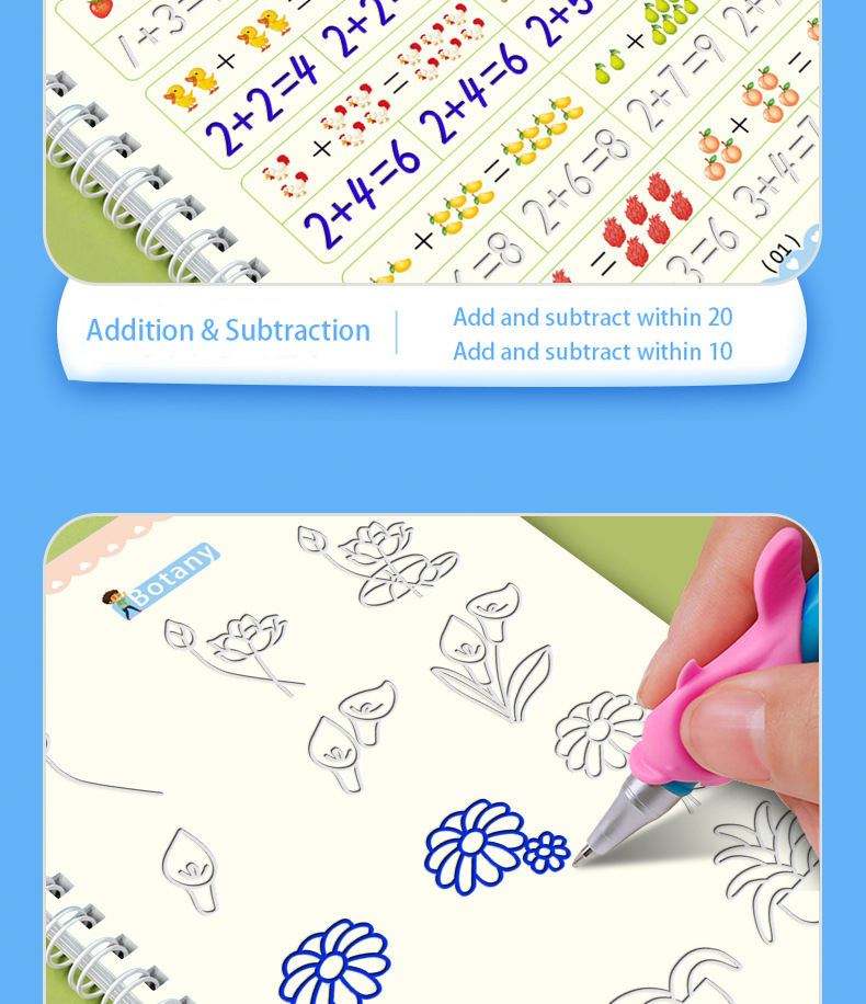 Customizable Language Multilingual Grooved Handwriting Book, Reusable ...