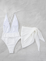 Nouveau Maillot de Bain Deux Pièces 2026 Blanc Pur Push-up Taille Haute Décolleté Plongeant Sexy Robe de Plage Tendance pour Femmes