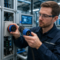 Connecteur circulaire autobloquant M23 8 broches (2+1+5) IP67 en alliage de zinc à verrouillage par poussée pour l'automatisation des robots industriels