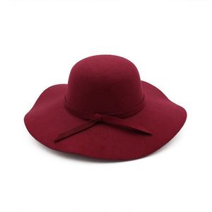 Sombreros Fedora de Fieltro de Ala Ancha de Color Sólido Baratos para Mujer, Invierno - Product Image 4
