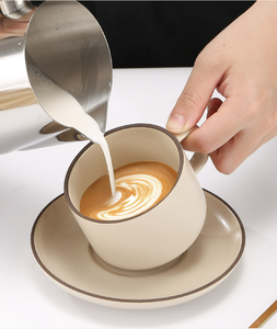 304 acier inoxydable poignée de <span class=keywords><strong>Grain</strong></span> de bois bouche pointue cylindre de fleur avec échelle interne tasse à mesurer café pot à lait - Product Image 6