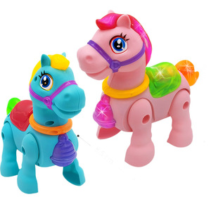 Caballo de juguete eléctrico arcoíris con luces y música para niños mayores de 3 años, correa de plástico, caballo andante, mascota de dibujos animados - Product Image 5