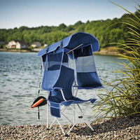 Chaise de camping à bras portable chaise de plage avec auvent ombre pliante chaises de pêche portables légères avec porte-gobelet