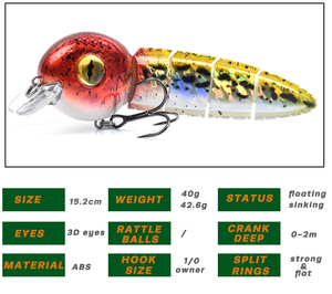 Isca-señuelo De Pesca Artificial, <span class=keywords><strong>cebo</strong></span> De Pesca duro biónico De 5 segmentos, 15cm, 40g - Product Image 2