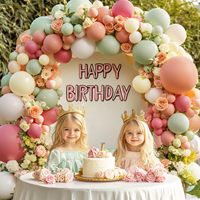 Kit d'arche de ballons personnalisés, guirlande de ballons pastel doublement garnis pour décorations de mariage, d'anniversaire et de fête sur le thème des ours et des fleurs sauvages