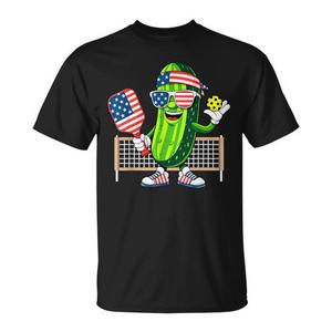 Camiseta Patriótica del 4 de Julio con diseño de Pickle Playing Pickleball Paddle - Product Image 1