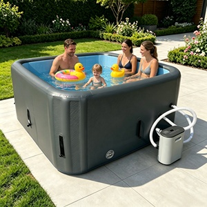 Bain à remous <span class=keywords><strong>gonflable</strong></span> carré en PVC pour usage familial, bain à remous <span class=keywords><strong>gonflable</strong></span> avec fonction massage, <span class=keywords><strong>spa</strong></span> chaud d'hiver avec chauffage et <span class=keywords><strong>couverture</strong></span> - Product Image 6