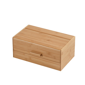 Boîte à pain en bambou avec couvercle, couleur naturelle, 37,5x22x16 cm, pour le rangement de cuisine - Product Image 4