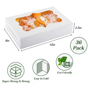 12x8x2.5 "scatole da forno bianche con scatole per biscotti per finestre scatole per pasticceria per Dessert fragole coperte di cioccolato