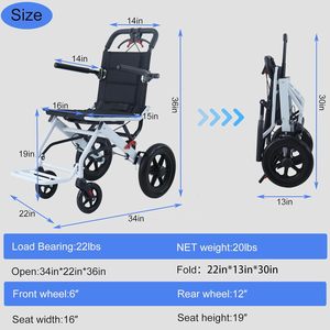 Sedia a rotelle portatile Ultra leggera pieghevole freno a mano per anziani trolley da viaggio disabile sedia medica - Product Image 5