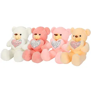 OEM Urso segurando Coração Dia dos Namorados Presente macio Brinquedo para Namorada fur fabric animal bebê bonito teddy bear