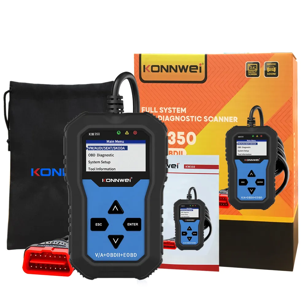 Full System Scanner EPB ABS SRS Transmission Oil Reset Battery Matching KONNWEI KW350 Diagnostic tool for VW Audi Skoda Seat