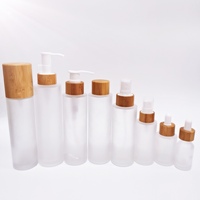 Botol Semprot Ramah Lingkungan dari Kaca Buram dengan Tutup Semprot Bambu untuk Kemasan Kosmetik