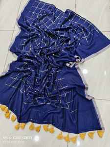 Sari de Algodón Tejido Akshay Sharma ENT con Blusa, Ecológico, de Secado Rápido, Ligero, Teñido Liso, Vestido de Novia para Niñas - Product Image 4