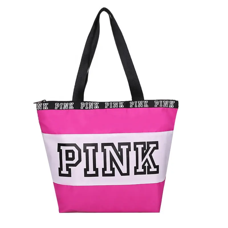 Novo estilo de mulher sacola de nylon dobrável saco de viagem portátil mulheres bolsa para compras de moda <span class=keywords><strong>meninas</strong></span> rosa