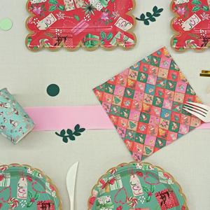 DAMAI Christmas Customized Party Tableware Set Disposable Christmas Santa <b>Ring</b> Bow Knot Gift Box Pattern Disposable Paper <b>Plates</b> - Product Image 2