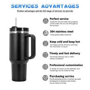 كوب قهوة كلاسيكي حراري من الفولاذ المقاوم للصدأ 304، كوب معزول بسعة 40 أونصة مع ماصة وغطاء ومقبض - Product Image 2