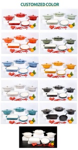 Nouvel ensemble de batterie de cuisine 5 pièces en <span class=keywords><strong>fonte</strong></span> émaillée, minimaliste, écologique, résistant au four et au lave-vaisselle, avec <span class=keywords><strong>plaque</strong></span> de grillade, en promotion - Product Image 4