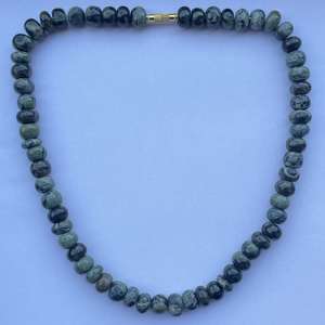 8mm 10mm 12mm Natural Kambaba Jasper Stone Smooth Rondelle Gemstone Beads Strand Necklace <b>Gold</b> Plated AAA Grade IGI Certified - Product Image 1