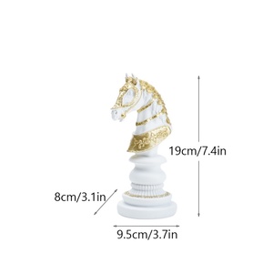 Figurines d'échecs internationales transfrontalières en résine synthétique, style européen, art déco, design nature morte, pour la maison, Roi, Reine, Cheval de guerre - Product Image 2