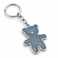 Porte-clés en alliage de zinc personnalisé avec contour d'ours en peluche bleu, logo personnalisé, vente en gros, cadeau souvenir, fabricant OEM ODM en gros