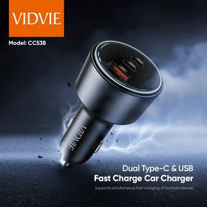 <span class=keywords><strong>VIDVIE</strong></span> LED Light Dual <span class=keywords><strong>Tipo</strong></span> <span class=keywords><strong>C</strong></span> 100W USB 60W <span class=keywords><strong>Cargador</strong></span> de coche de carga rápida para computadoras portátiles Teléfonos móviles - Product Image 5