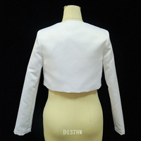 D1378 Veste de mariage unie à col rond et manches longues, châle pour robe de mariée pour enfants
