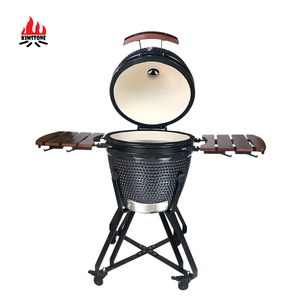 Kimstone Céramique d'extérieur 21 pouces pour charbon de bois rond <span class=keywords><strong>Kamado</strong></span> <span class=keywords><strong>Joe</strong></span> Grill Fumoir de <span class=keywords><strong>barbecue</strong></span> portable réglable pour les fêtes à usage domestique - Product Image 2
