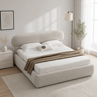 Ensemble de meubles de chambre à coucher de style européen au design moderne : lit king-size de luxe, lit king-size moderne avec lit double rembourré