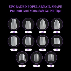Faux <span class=keywords><strong>ongles</strong></span> souples entièrement mats, demi-couvrants, transparents, en forme d'amande, à retirer par trempage, en gel, courts, forme carrée, capsules rondes, capsules courtes, capsules cercueil - Product Image 4