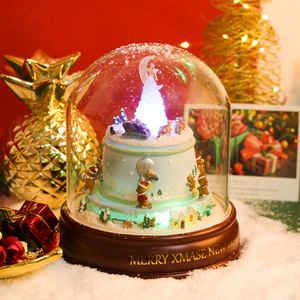 Caja Musical Giratoria Luminosa Navideña, Resina de Vidrio Transparente, Reno Electrónico, Oso, Regalo, Adornos <span class=keywords><strong>Infantiles</strong></span> - Product Image 3