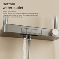Système de douche pluie double gris anthracite avec grand jet supérieur, pommeau de douche auxiliaire et douchette à main pour salle de bain