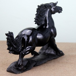10.43 pouces sculpté en pierre naturelle noir cheval statue artisanat bon pour la décoration intérieure, collection - Product Image 4