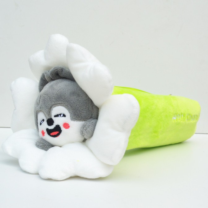 กล่องดินสอลายดอกไม้หมาป่าสีเทา Skz