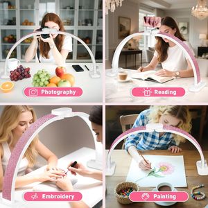 Lampe de bureau LED à intensité variable 30W avec motif personnalisé en strass, installation facile, support de téléphone, lampe à ongles, lampe demi-lune pour manucure - Product Image 5