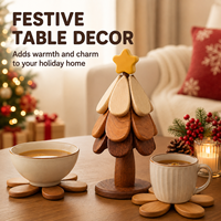 Sous-plat pliable en bois massif personnalisé en forme de sapin de Noël, résistant à la chaleur, pour décoration de table à manger, dessous de plat anti-brûlure