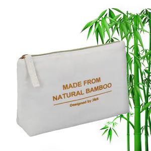 RPET — sac de maquillage écologique en Fiber de bambou, poche cadeau à fermeture éclair, biodégradables, en bambou naturel, toilette