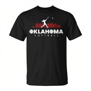 Camiseta de softbol Oklahoma negra de manga corta unisex con cuello redondo y gráfico deportivo - Product Image 3