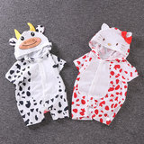 Mono de algodón para bebé al por mayor, disfraz de animal con capucha, manga corta, botones frontales, para recién nacido, bebé, niño pequeño, unisex, OEM personalizado